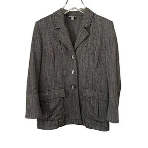 🌵 J. Jill Stretch Gray Button-Down Career Professional Blazer Jacket - Size PM